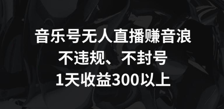 音乐号无人直播赚音浪，不违规、不封号，1天收益300+【揭秘】-资源云