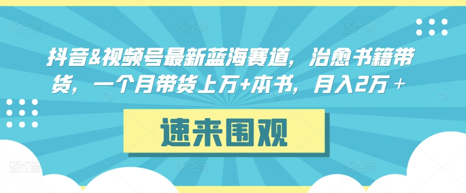 抖音&视频号最新蓝海赛道，治愈书籍带货，一个月带货上万+本书，月入2万＋【揭秘】-资源云