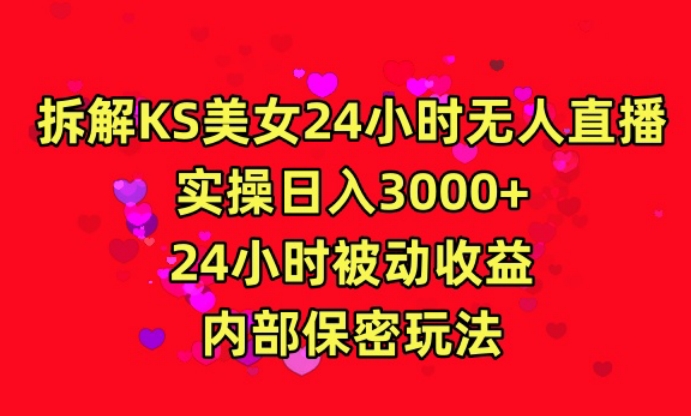 利用快手24小时无人美女直播，实操日入3000，24小时被动收益，内部保密玩法【揭秘】-资源云
