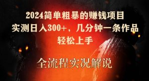 2024简单粗暴的赚钱项目，实测日入300+，几分钟一条作品，轻松上手【揭秘】-资源云