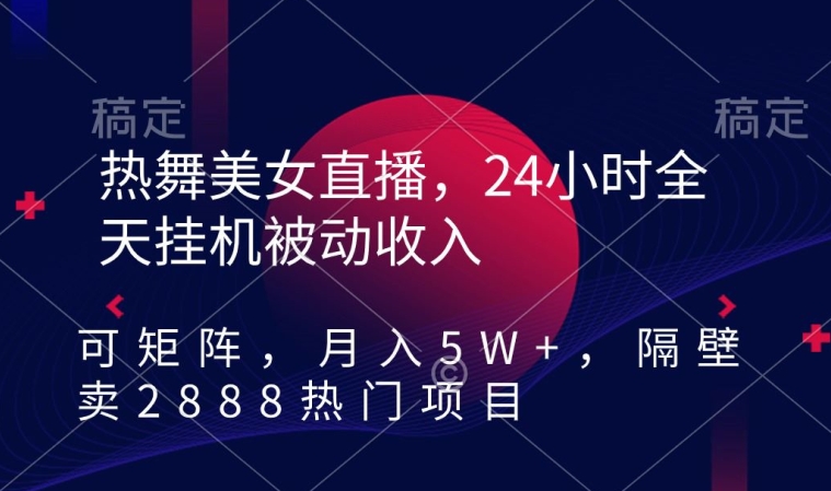 热舞美女直播，24小时全天挂机被动收入，可矩阵，月入5W+，隔壁卖2888热门项目【揭秘】-资源云