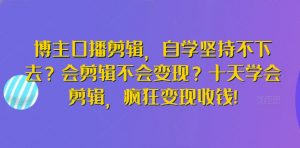 博主口播剪辑，自学坚持不下去？会剪辑不会变现？十天学会剪辑，疯狂变现收钱!-资源云