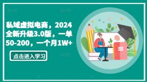私域虚拟电商,2024全新升级3.0版,一单50-200,一个月1W+【揭秘】-资源云