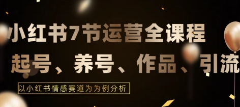7节小红书运营实战全教程，结合最新情感赛道，打通小红书运营全流程【揭秘】-资源云