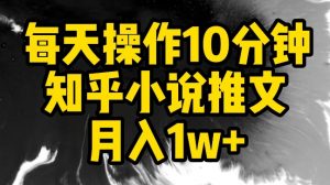 每天操作10分钟,知乎小说推文月入1w+【揭秘】-资源云