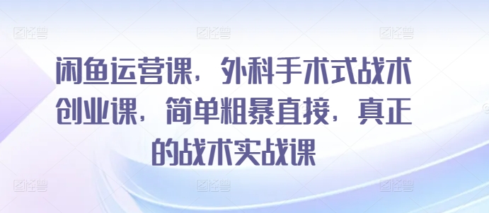 闲鱼运营课，外科手术式战术创业课，简单粗暴直接，真正的战术实战课-资源云