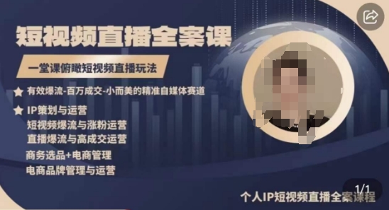 高品质IP短视频直播全案课程，一堂课俯瞰短视频直播玩法-资源云