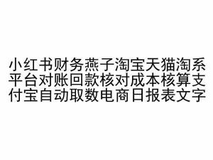 小红书财务燕子淘宝天猫淘系平台对账回款核对成本核算支付宝自动取数电商日报表-资源云