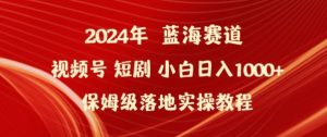2024年视频号短剧新玩法小白日入1000+保姆级落地实操教程【揭秘】-资源云
