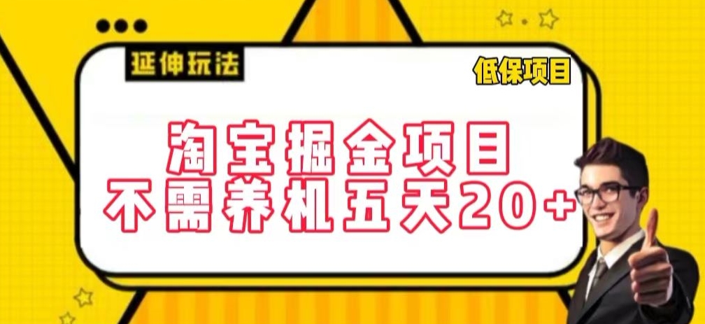 淘宝掘金项目，不需养机，五天20+，每天只需要花三四个小时【揭秘】-资源云