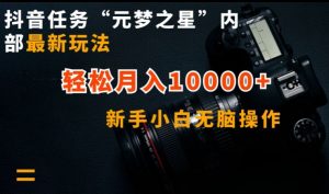 抖音任务“元梦之星”内部最新玩法,新手小白无脑操作,轻松月入10000+【揭秘】-资源云