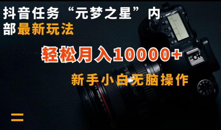 抖音任务“元梦之星”内部最新玩法，新手小白无脑操作，轻松月入10000+【揭秘】-资源云