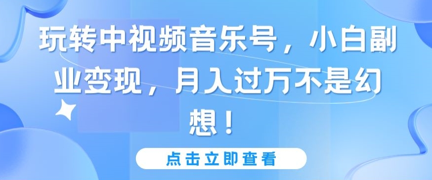 玩转中视频音乐号，小白副业变现，月入过万不是幻想【揭秘】-资源云