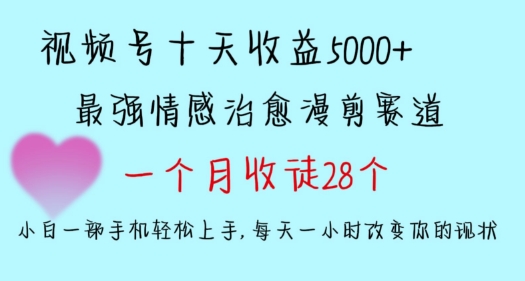 十天收益5000+，多平台捞金，视频号情感治愈漫剪，一个月收徒28个，小白一部手机轻松上手【揭秘】-资源云