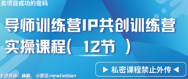 导师训练营3.0IP共创训练营私密实操课程（12节）-卖项目的密码成功秘诀【揭秘】-资源云