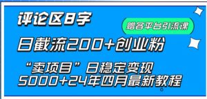 抖音评论区8字日截流200+创业粉 “卖项目”日稳定变现5000+【揭秘】-资源云