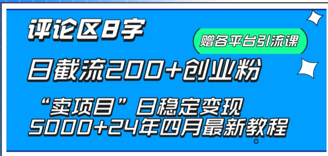 抖音评论区8字日截流200+创业粉 “卖项目”日稳定变现5000+【揭秘】-资源云