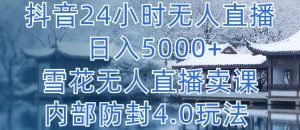 抖音24小时无人直播 日入5000+，雪花无人直播卖课，内部防封4.0玩法【揭秘】-资源云