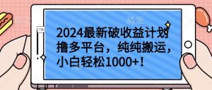 2024最新破收益计划撸多平台,纯纯搬运,小白轻松1000+【揭秘】-资源云