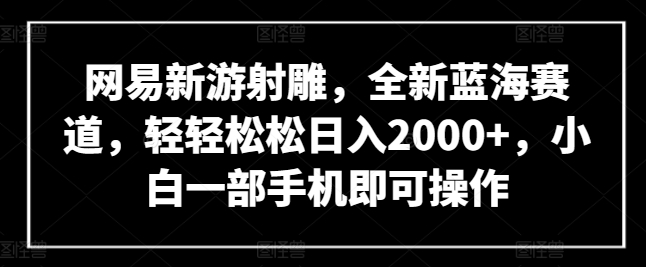 网易新游射雕，全新蓝海赛道，轻轻松松日入2000+，小白一部手机即可操作【揭秘】-资源云