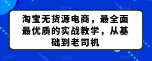 淘宝无货源电商,最全面最优质的实战教学,从基础到老司机-资源云