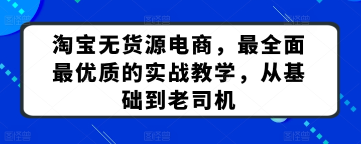 淘宝无货源电商，最全面最优质的实战教学，从基础到老司机-资源云