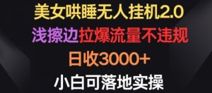 美女哄睡无人挂机2.0.浅擦边拉爆流量不违规，日收3000+，小白可落地实操【揭秘】-资源云