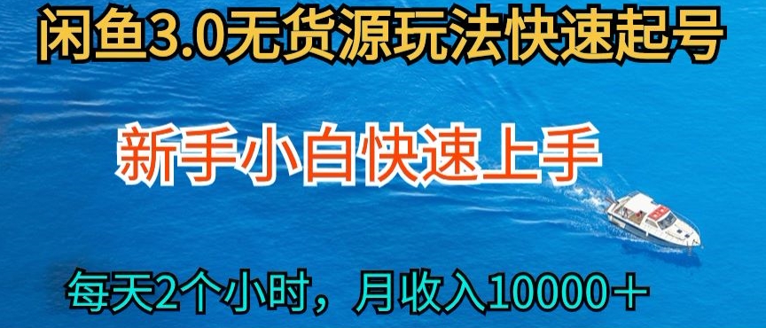 2024最新闲鱼无货源玩法，从0开始小白快手上手，每天2小时月收入过万【揭秘】-资源云