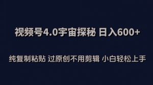 视频号4.0宇宙探秘，日入600多纯复制粘贴过原创不用剪辑小白轻松操作【揭秘】-资源云