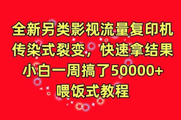 全新另类影视流量复印机，传染式裂变，快速拿结果，小白一周搞了50000+，喂饭式教程【揭秘】-资源云