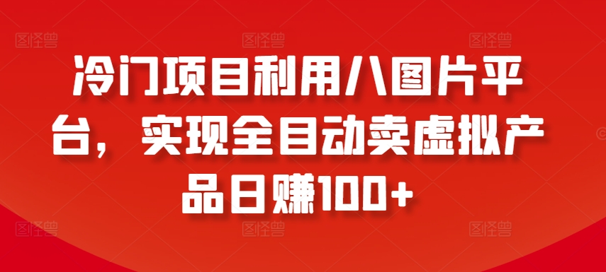 冷门项目利用八图片平台，实现全目动卖虚拟产品日赚100+【揭秘】-资源云