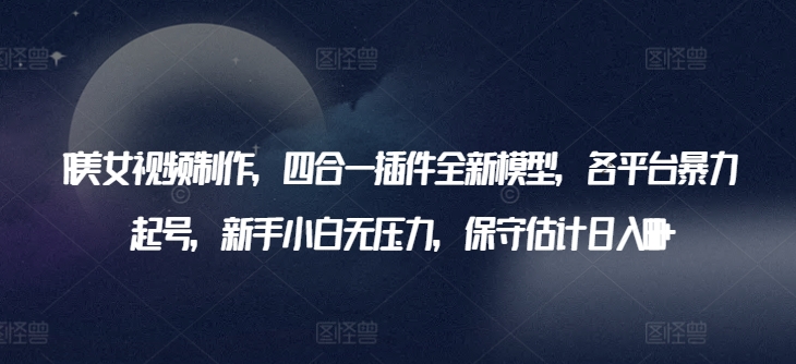 AI美女视频制作，四合一插件全新模型，各平台暴力起号，新手小白无压力，保守估计日入600+【揭秘】-资源云