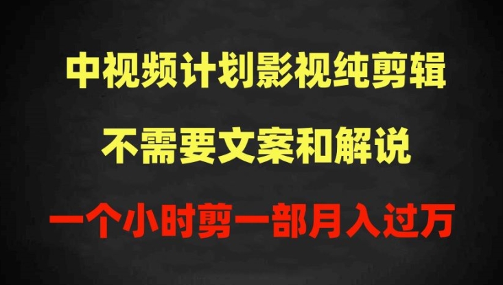 中视频计划影视纯剪辑，不需要文案和解说，一个小时剪一部，100%过原创月入过万【揭秘】-资源云