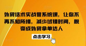 外贸话术实战营系统课,让你不再不知所措,减少试错时间,脱变成外贸拿单达人-资源云