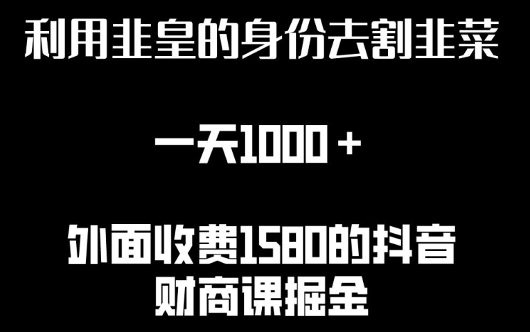 利用非皇的身份去割韭菜，一天1000+(附详细资源)【揭秘】-资源云