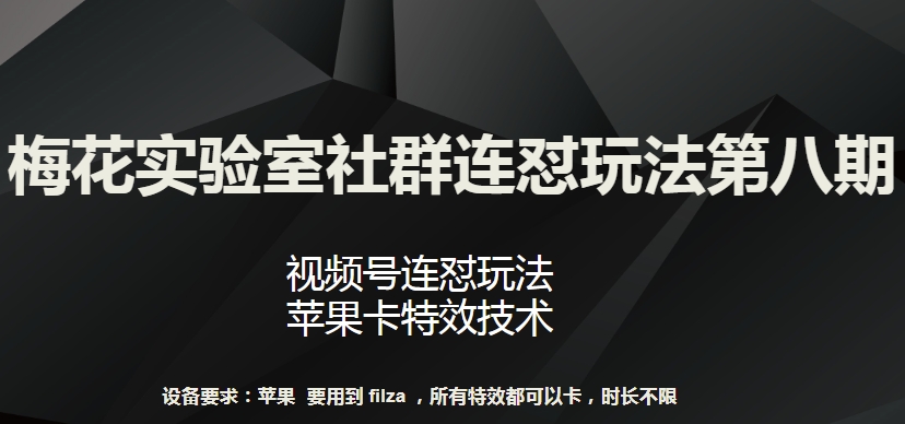 梅花实验室社群连怼玩法第八期，视频号连怼玩法 苹果卡特效技术【揭秘】-资源云