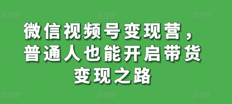 微信视频号变现营，普通人也能开启带货变现之路-资源云