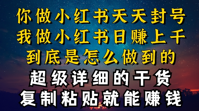 都知道小红书能引流私域变现，可为什么我能一天引流几十人变现上千，但你却频频封号违规被限流【揭秘】-资源云