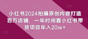 小红书2024拍摄原创内容打造百万店铺，一年时间靠小红书带货项目年入20w+-资源云