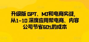 升级版 GPT、MJ和电商实战,从1~10 深度应用帮电商、内容公司节省60%的成本-资源云