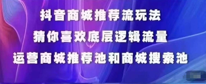 抖音商城运营课程，猜你喜欢入池商城搜索商城推荐人群标签覆盖-资源云