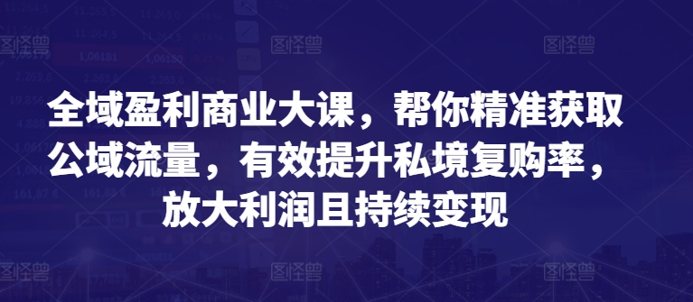 全域盈利商业大课，帮你精准获取公域流量，有效提升私境复购率，放大利润且持续变现-资源云