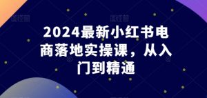 2024最新小红书电商落地实操课,从入门到精通-资源云