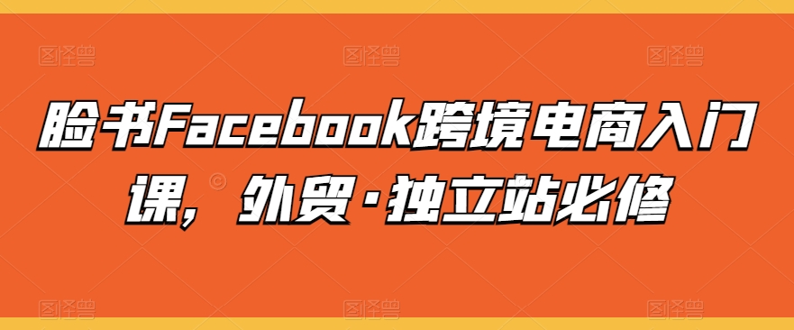 脸书Facebook跨境电商入门课，外贸·独立站必修-资源云