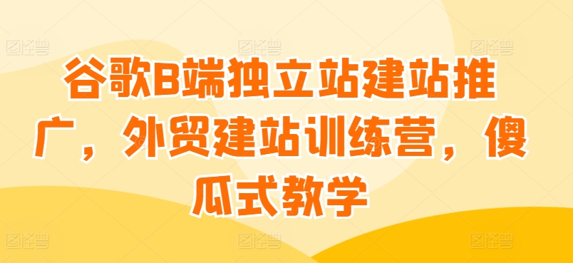 谷歌B端独立站建站推广，外贸建站训练营，傻瓜式教学-资源云