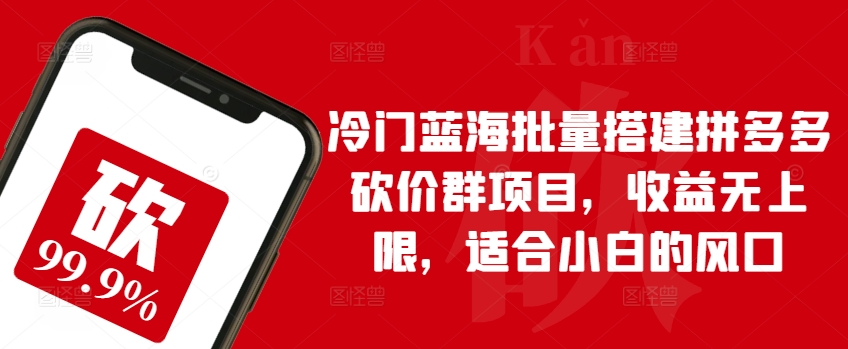 冷门蓝海批量搭建拼多多砍价群项目，收益无上限，适合小白的风口【揭秘】-资源云