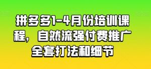 拼多多1-4月份培训课程,自然流强付费推广全套打法和细节-资源云