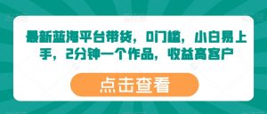 最新蓝海平台带货,0门槛,小白易上手,2分钟一个作品,收益高【揭秘】-资源云