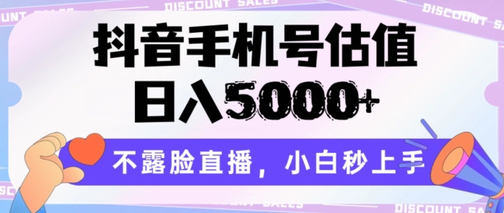 抖音手机号估值，日入5000+，不露脸直播，小白秒上手【揭秘】-资源云