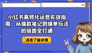 小红书高转化运营实战指南,从爆款笔记到爆单玩法的链路全打通-资源云